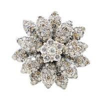 LeVian 14KT White Gold Chocolate and White Diamond Flower Cluster Cocktail Ring
