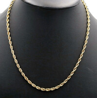 Classic 14KT Yellow Gold 3.6mm Wide High Shine Rope Chain Necklace 20.5" - 20.7g