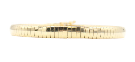 Estate 14KT Yellow Gold 6mm Wide High Shine Omega Chain Bracelet 7 1/4" - 14.57g