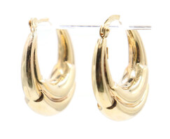 Estate 14KT Yellow Gold Classic Round 9/16" Hinged Hoop Earrings - 2.0 Grams
