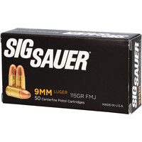 SIG Sauer Elite 9mm Ammunition, 50 Rounds, FMJ, 115 Grain