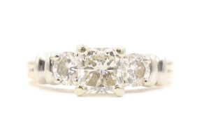 1.40 ctw Princess Cut & Round Diamond Past, Present, Future 14K Engagement Ring