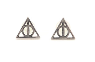 WB 521 Deathly Hallows (Harry Potter) Sterling Silver 925 Classic Stud Earrings