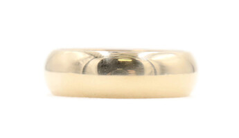 High Shine 14KT Yellow Gold 6.6mm Wide Classic Dome Wedding Band Ring Size 9 1/4