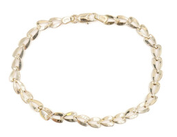 Women's Estate 14K Gold Heart Leaf Link Chain 7.5" Bracelet by RCI Italy - 3.48g
