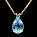 12.20 Ctw Teardrop Cut Blue Topaz 14KT Gold Pendant on 14KT Rope Chain Necklace