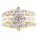 Estate 2.80 Ctw Round & Baguette Cut Diamond 10KT Gold Marquise Cluster Ring 7g