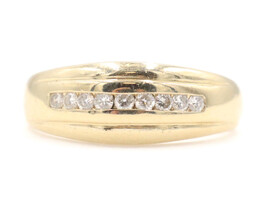 Men's 14KT Yellow Gold 0.20 ctw Round Diamond Channel Set 8.3mm Wide Ring 5.1g