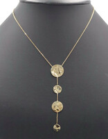 Women's 20" Plunge 10KT Yellow Gold Italy Hammered 4 Disc Drop Necklace - 4.5g