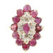 Women's 1.78 Ctw Marquise & Round Ruby w/ Diamond Accents 10KT Yellow Gold Ring