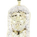 High Shine 10KT Two-Tone Gold Round CZ Jesus Head Necklace Pendant 3" - 9.67g