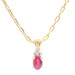 Estate 10KT Yellow Gold Ruby & Diamond Pendant on 16" 14KT Yellow Gold Necklace