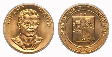 U.S. Mint 1 oz Gold Commemorative Arts Medal Grant Wood .900