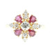 Estate 0.69 ctw Round Diamond & 0.80 ctw Pear Cut Red Ruby 14KT Yellow Gold Ring