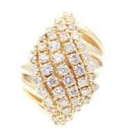 Women's 3.37 Ctw Round Diamond Waterfall Cluster 14KT Yellow Gold Statement Ring