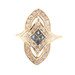 Estate 14KT Yellow Gold 0.34 ctw Round Diamond & Blue Sapphire Navette Ring 3.6g