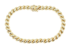 14KT Yellow Gold San Marco Estate Bracelet 8 1/4" - 6.4mm Wide Italy - 15.4g 