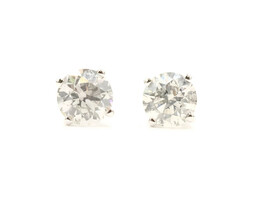 Stunning 10KT White Gold High Shine 1.0 ctw Round Diamond Stud Earrings - 0.8g