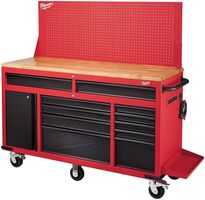 Milwaukee 61 in. 11-Drawer/1-Door 22 in. D Mobile Workbench with Sliding Pegboar