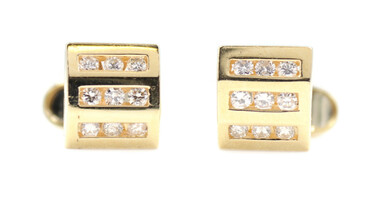 Men's Estate 0.55 ctw Round Diamond Channel Set 14KT Yellow Gold Cuff Links 9.6g