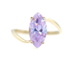 Women's Solitaire 3.30 Ct Lavender Marquise Cut CZ 10KT Yellow Gold Bypass Ring