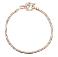 Pandora Moments 14KT Rose Gold Plated T-Bar Snake Chain Bracelet ALE MET 7.5"