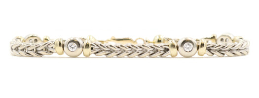 0.56 ctw Round Diamond 14KT Yellow & White Gold Fancy Link 8" Bracelet - 29.3g