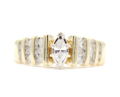 0.50 ctw Marquise & Round Diamond Channel Set 14KT Yellow Gold Estate Ring 5.0g