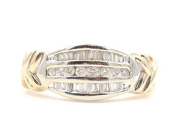 Estate 0.48 ctw Round & Baguette Channel Set Two Tone 14KT Gold Diamond Ring