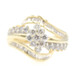 Estate 0.84 Ctw Round & Baguette Diamond Cluster 10KT Yellow Gold Statement Ring