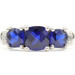 Cushion Cut 0.90 Ctw Synthetic Sapphire & Natural Diamond 10KT White Gold Ring