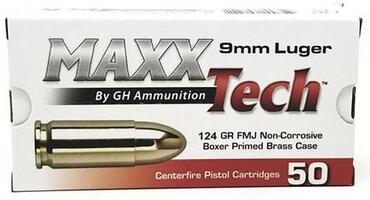 MAXX Tech 9mm 124 Grain FMJ 50 Rounds