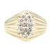 Estate 0.16 Ctw Round Diamond Marquise Cluster 14KT Yellow Gold Ribbed Ring 4.2g