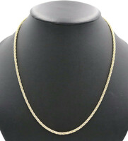 Fancy 10KT Two-Tone Gold 3mm Twisted Rope & Bead Chain Necklace 22" - 10.12g
