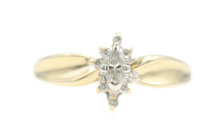 Women's 0.21 Ctw Marquise & Round Diamond Halo 14KT Yellow Gold Engagement Ring