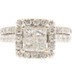 Women's 2.20 ctw Princess & Round Diamond Halo 14KT White Gold Wedding Ring Set