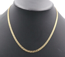 Estate 18" 14KT Yellow Gold 4.1mm Nugget Textured Herringbone Necklace - 11.1g 