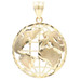 10KT Yellow Gold Round Cut Out Diamond Cut World Globe Necklace Pendant 3.13g 