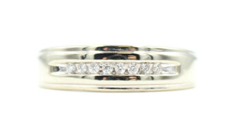 Men's 10KT White Gold 0.15 Ctw Round Cut Channel-Set Diamond Wedding Band by MGW