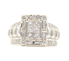 1.90 ctw Princess, Baguette, & Round Diamond 10KT White Gold Engagement Ring 