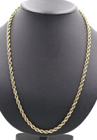 25.5" 10KT Yellow Gold Hollow 5.3mm Wide Rope Necklace Chain - 11.80 Grams 