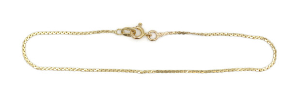 Women's Classic 1.1mm Serpentine Chain 14KT Yellow Gold Italy 7 3/4" Bracelet 