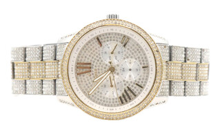 Michael Kors MK-6934 Two-Tone Cubic Zirconia CZ Stainless Steel Wrist Watch 