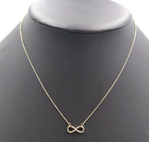 Women's 14KT Yellow Gold High Shine Infinity Necklace Pendant 17" - 2.0 Grams 