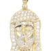 High Shine 10KT Yellow Gold Round Cut CZ Iced Jesus Head Necklace Pendant 1.8"