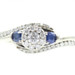 0.86 ctw Round Diamond Halo & Blue Sapphire Bypass 10KT Gold Engagement Ring 