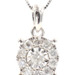 14KT White Gold 0.34 Ctw Illusion-Set Diamond Halo Pendant on 14KT Box Chain 18"