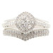 1.02 ctw Round Diamond 10KT White Gold Women's Cluster Wedding Ring Set - 5.1g