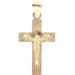 14KT Yellow Gold Spiral Detailing 26.4mm Crucifix Cross Necklace Pendant - 0.82g