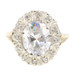 Antique-Style 4.50 Ct Oval Cut CZ & Natural Diamond Halo 14KT Yellow Gold Ring